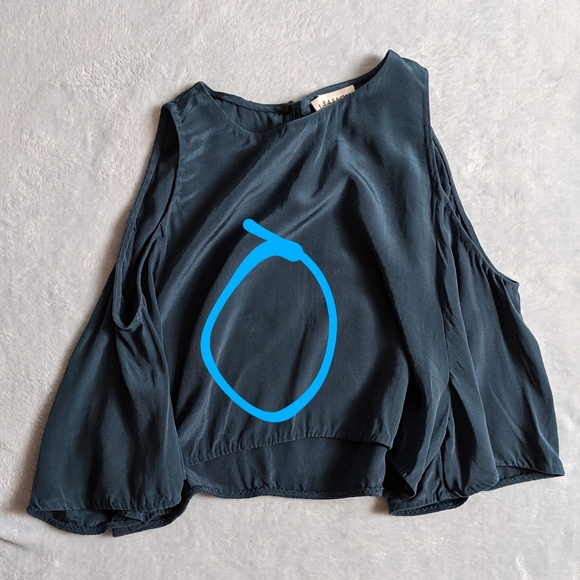 Ellesasson Teresa *Blue Silk Hi-lo Cutout Crop Top size 6 euro 38 - Picture 10 of 10